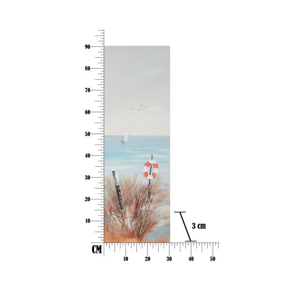 Ručně malovaný obraz v rámu z borovicového dřeva Mauro Ferretti Beach Lifebuoy, 30 x 90 cm-image-2