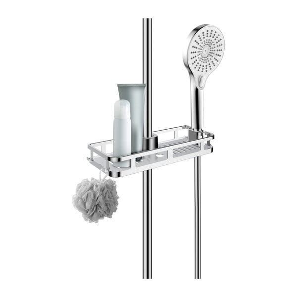 Isekandev plastikust vannitoa riiul läikiva hõbedase värviga Libertà - Wenko-image-3