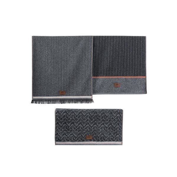 Antratsiitsed rätikud 3tk komplektis 50x90 cm Denim - Foutastic