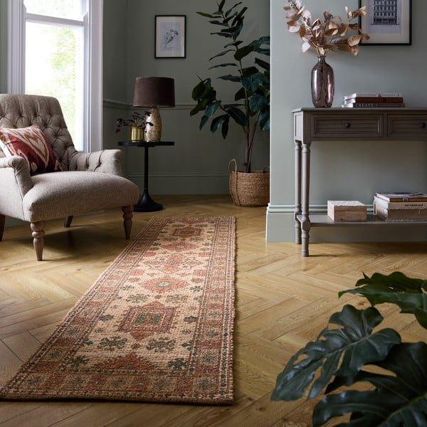 Roosa-terrakottapunane käsitsi kootud džuudist vaip 60x230 cm Lana Jute - Flair Rugs-image-1
