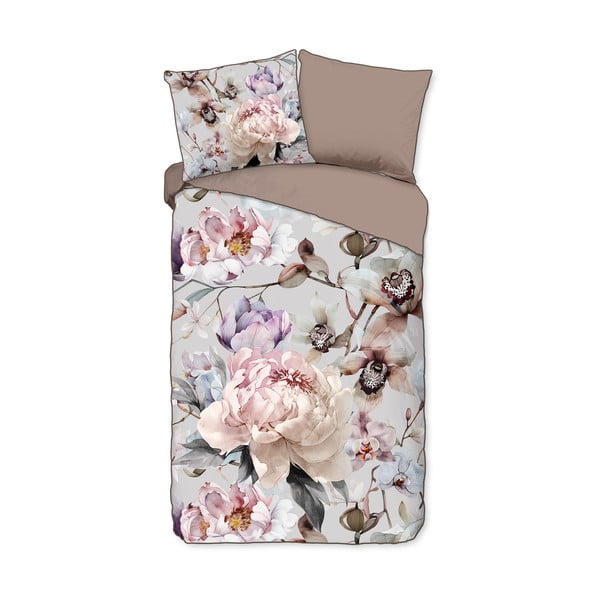 Hall-pruun pikendatud satiin-puuvillast voodipesu üheinimesevoodile 140x220 cm Colinda - Descanso