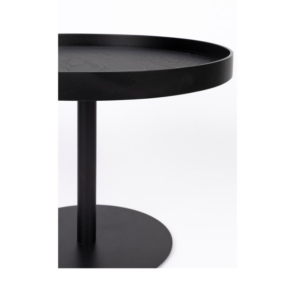 Must ümmargune kohvilaud tammepuust pealispinnaga, ø 56 cm Yuri M - White Label-image-2