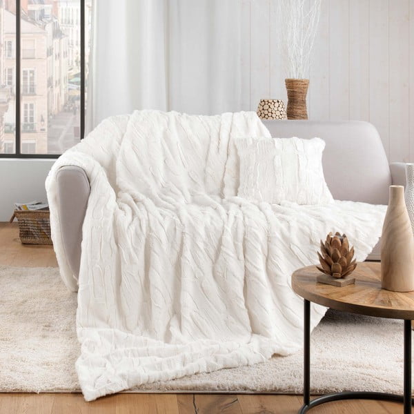 Kreemikas mikroplüüs pleed 180x220 cm Foxy - douceur d'intérieur-image-1