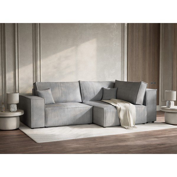 Hall velvetist diivanvoodi/panipaigaga nurgadiivan (parempoolne/L-kujuline) Tonga - Maison de Rêve-image-4