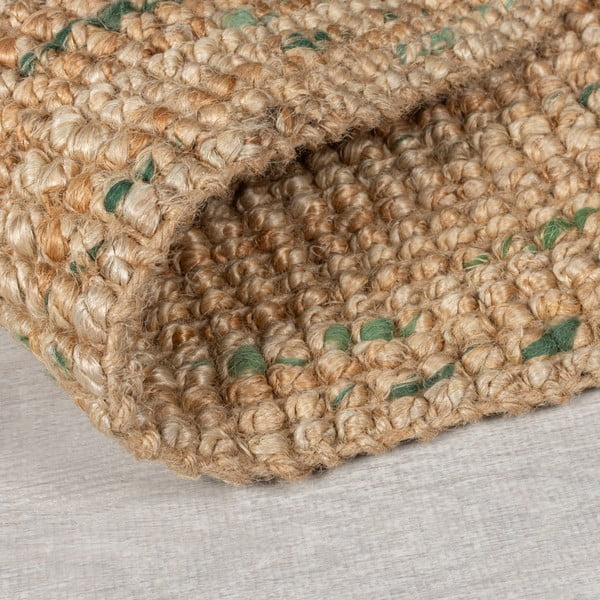 Roheline kahepoolne käsitsi kootud džuudist koridorivaip 60x230 cm Jute Boucle Green - Flair Rugs-image-4