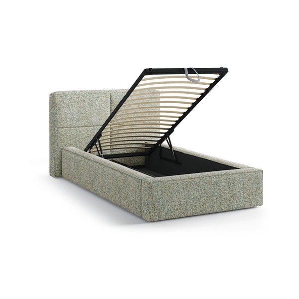 Roheline polsterdatud üheinimesevoodi koos panipaiga ja voodipõhjaga 90x200 cm Darren - Micadoni-image-1