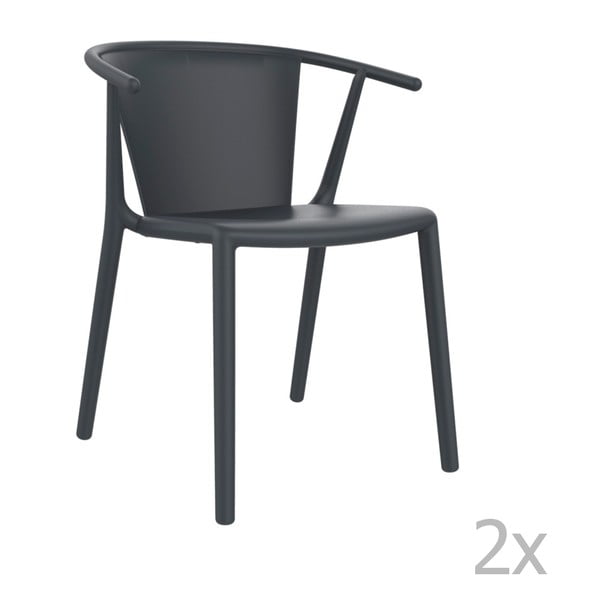 Sada 2 tmavě šedých zahradních židlíResol Steely