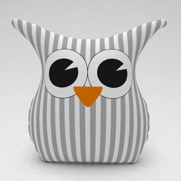 Šedý polštářek Owl Stripes