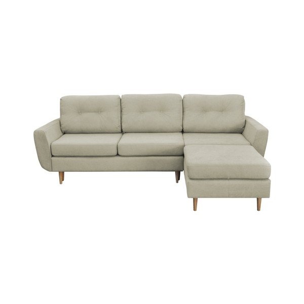 Krémová rozkládací pohovka se světlými nohami Mazzini Sofas Tulipe, pravý roh