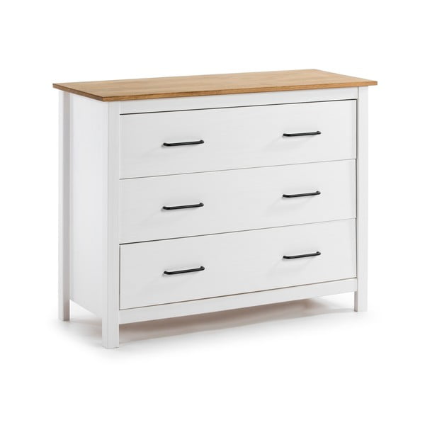 Valge männipuidust kummut 100x80 cm Miranda – Marckeric-image-2