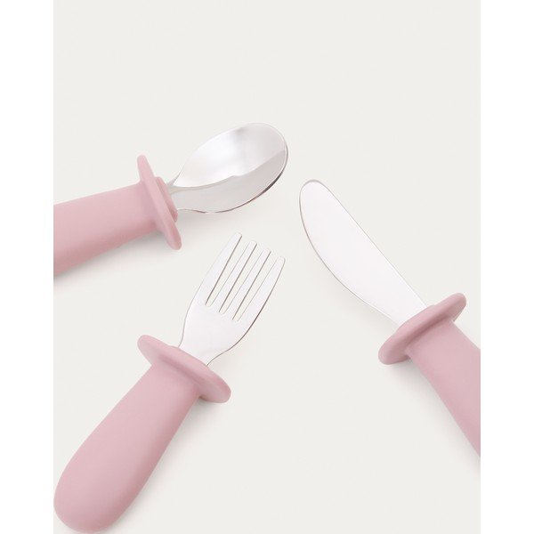 Roosad plastikust/silikoonist laste söögiriistad 3 tk Lili - Kave Home-image-3