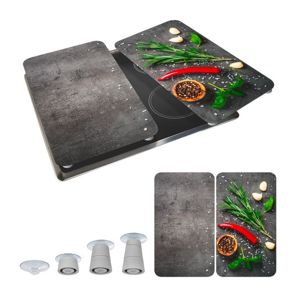 Karastatud klaasist pliidikatte komplekt 2 tk 52x30 cm Rosemary - Maximex-image-2
