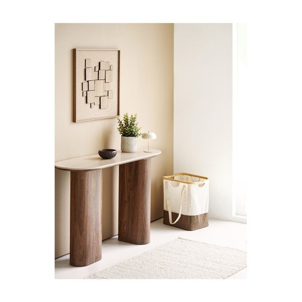 Beež/tumepruun konsoollaud keraamilise pealispinnaga 40x120 cm Delphi - House Nordic-image-1