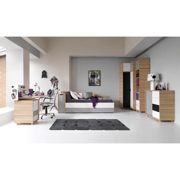 Skříňka se šedými dvířky k jednolůžkové posteli Vox Evolve-image-2