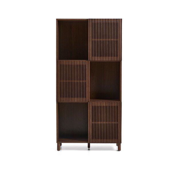 Tumepruun lükandustega raamaturiiul 84,5x170x42,5 cm Beyla - Kave Home-image-3