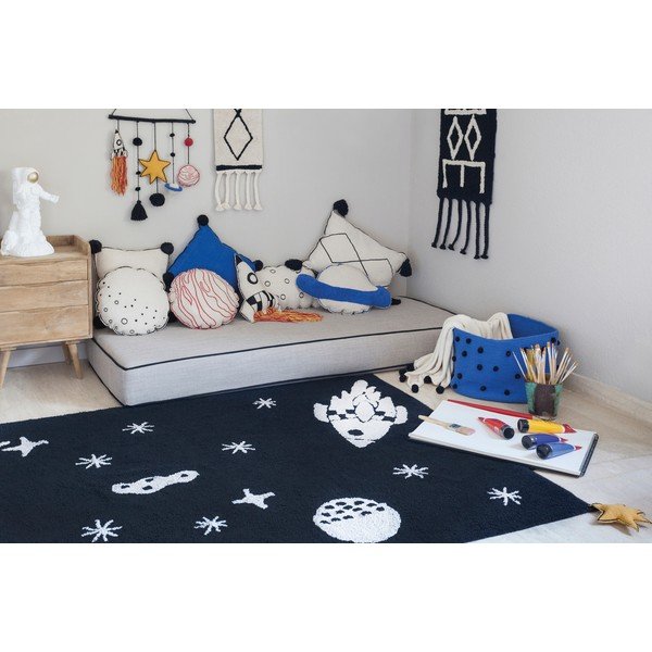 Must pestav käsitsi kootud puuvillane lastevaip 140x200 cm Alfombra Lavable Universe - Lorena Canals-image-1