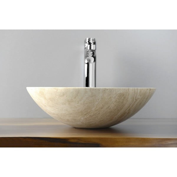 Kreem kivikeraamikast ümmargune valamu ø 40 cm Blok 1 - Sapho-image-2