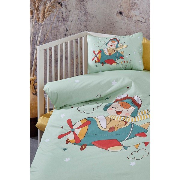 4-osaline puuvillane laste voodipesukomplekt koos linaga 100x150 cm Pilot - Mila Home-image-3