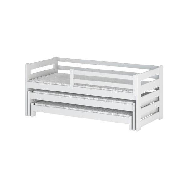 Bílá dětská postel z borovicového dřeva s výsuvným lůžkem 90x190 cm Rico - Lano Meble