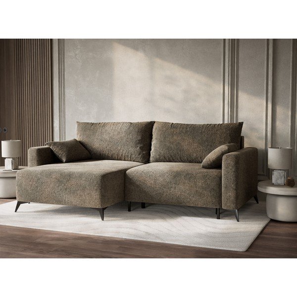 Pruun šenilldiivanvoodi/panipaigaga nurgadiivan (vasak nurk/diivanvoodiga) Leon - Maison de Rêve-image-4