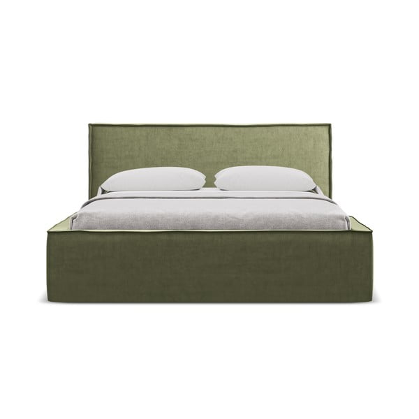 Roheline polsterdatud kaheinimesevoodi koos voodipõhja ja panipaigaga 180x200cm Anani - Makamii-image-3