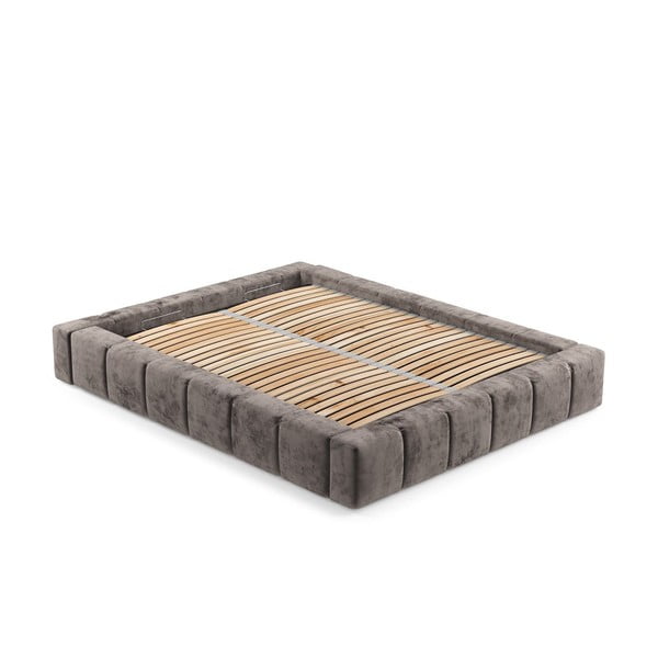 Pruun polsterdatud kaheinimesevoodi koos voodipõhja ja panipaigaga 180x200cm Aruba L - Maison de Rêve-image-4