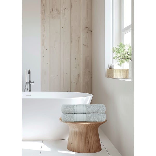 Helehallid puuvillased froteerätikud 2 tk komplektis 70x140 cm – Good Morning-image-4