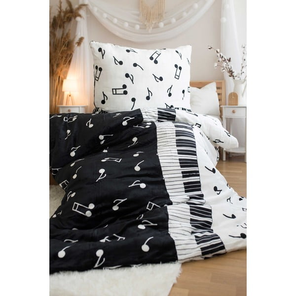 Must-valge mikroflanellist voodipesu üheinimesevoodile 140x200 cm - Jerry Fabrics
