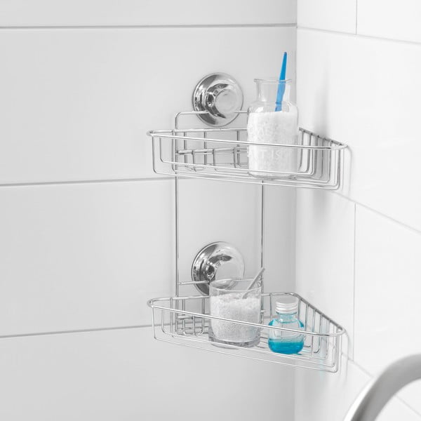 Isekandev metallist hõbedane vannitoa nurgariiul Bestlock Bath - Compactor-image-1