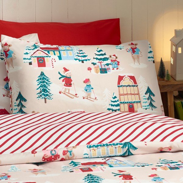 Kaheinimese voodipesu 230x220 cm Christmas Mouse Town - Catherine Lansfield-image-3