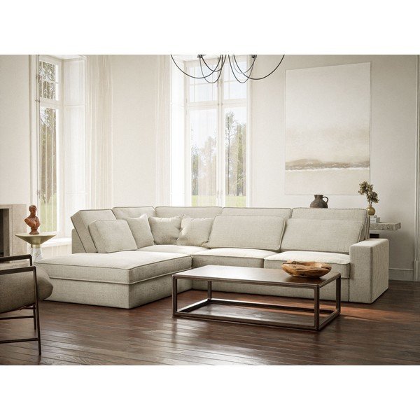 Hallikasbeež šenill-nurgadiivan (vasak nurk/L-kujuline) Kirou - Maison de Rêve-image-1