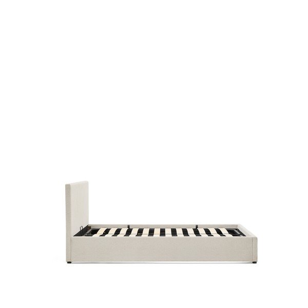 Beež polsterdatud kaheinimesevoodi koos panipaiga ja voodipõhjaga 160x200 cm Nahiri - Kave Home-image-3