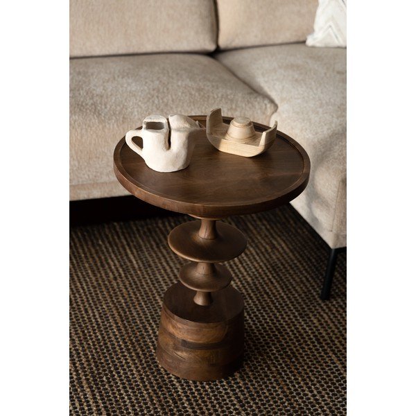 Ümmargune mangopuidust abilaud ø 46 cm Cath - Dutchbone-image-1