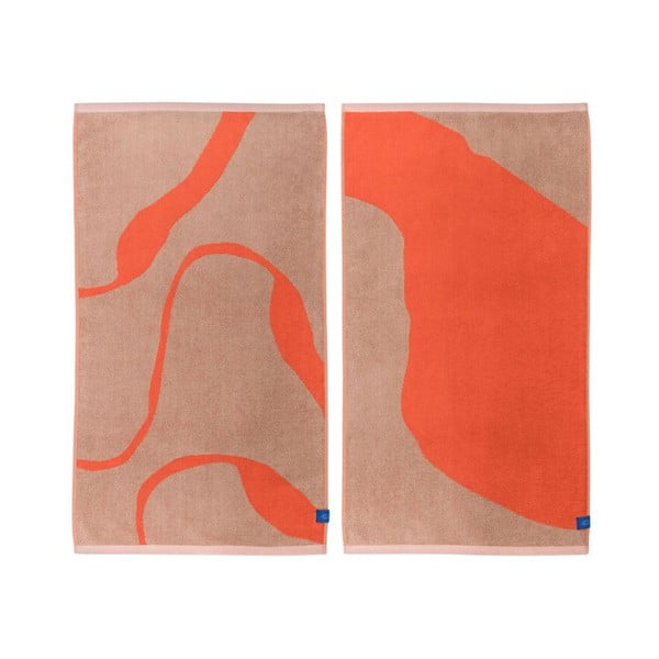 Oranž/helepruun rätikomplekt 2 tk orgaanilisest puuvillast 50x90 cm Nova Arte - Mette Ditmer Denmark