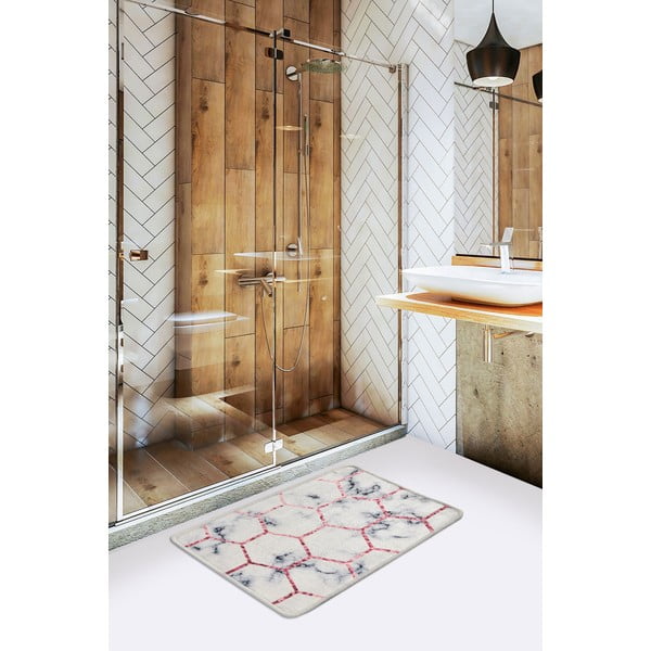 Valge/hall vannitoamatt 60x40 cm Honeycomb - Foutastic-image-1