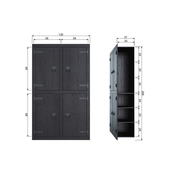 Černá šatní skříň vtwonen Bunk-image-2