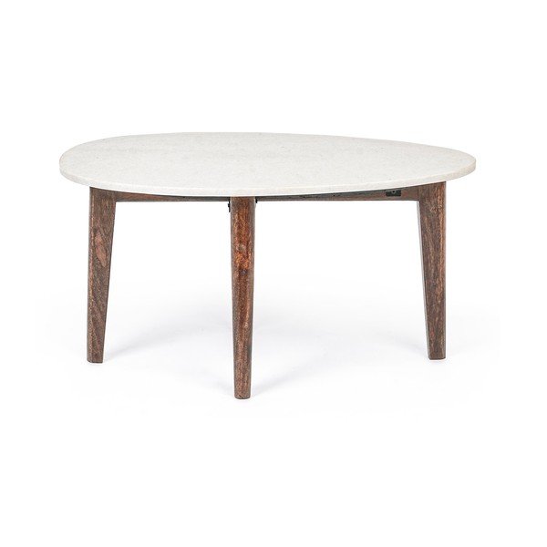 Valge marmorist ja naturaalset värvi kohvilaud, 50x70 cm Sylvester – Bizzotto-image-4