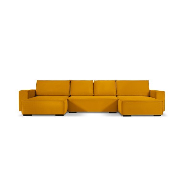Kollane Corduroy U-kujuline diivanvoodi Azalea - Mazzini Sofas