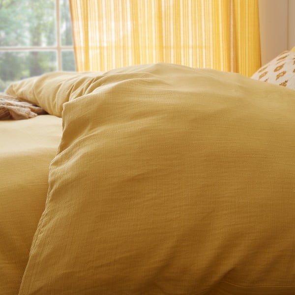 Kollane musliinist voodipesu üheinimesevoodile 135x200 cm Afra - Pineapple Elephant-image-2