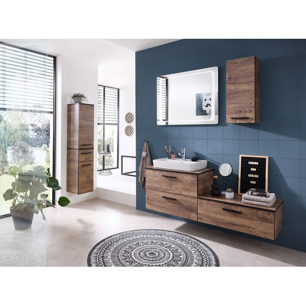 Pruun rippuv vannitoakapp tammepuust 30x70 cm Set 374 - Pelipal-image-4