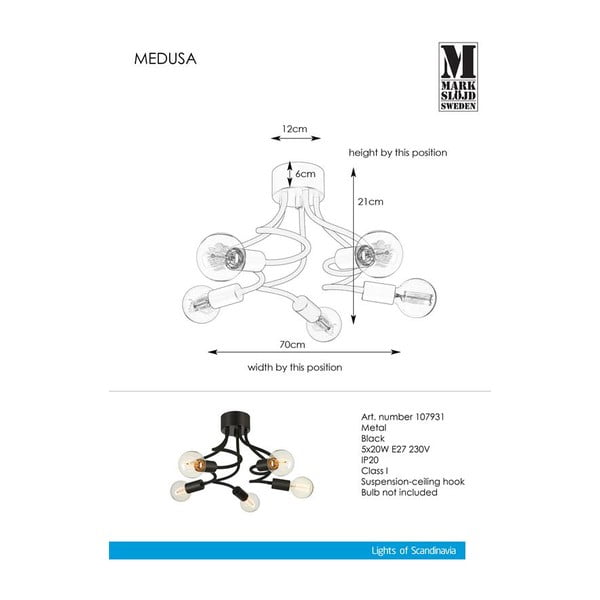 Must laevalgusti Medua Ceiling 5L Medusa - Markslöjd-image-1