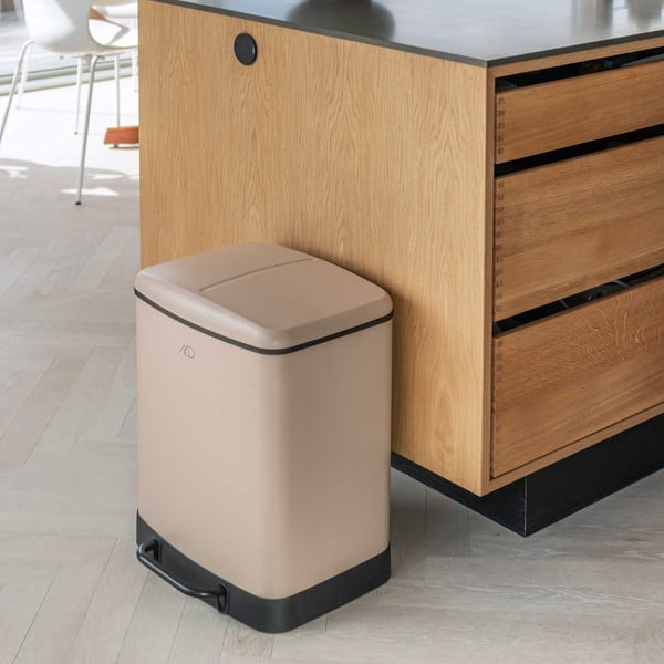 Beež pedaaliga metallist prügikast sorteeritud jäätmete jaoks 24 l Wonda - Mette Ditmer Denmark-image-2