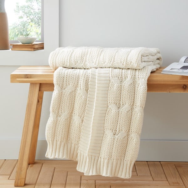 Beež kootud tekk 130x170 cm Chunky Marl Knit - Catherine Lansfield