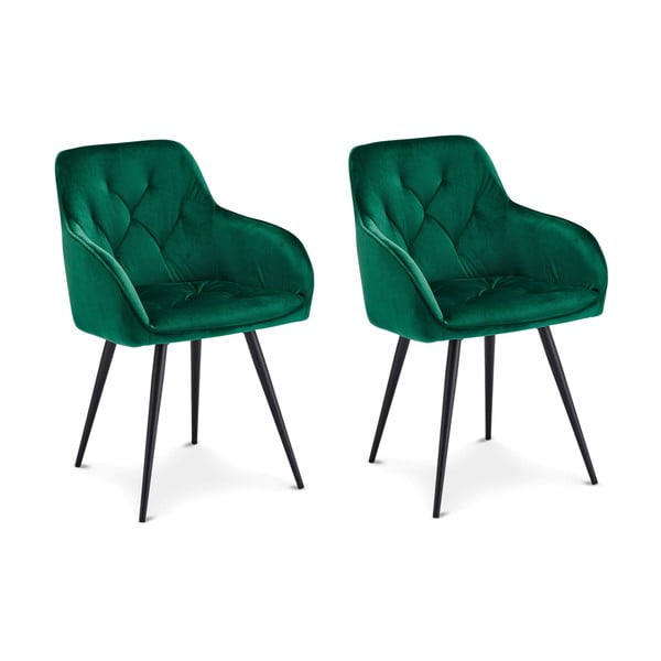 Rohelised sametised söögitoolid 2tk komplektis Nadja - Furnhouse-image-3