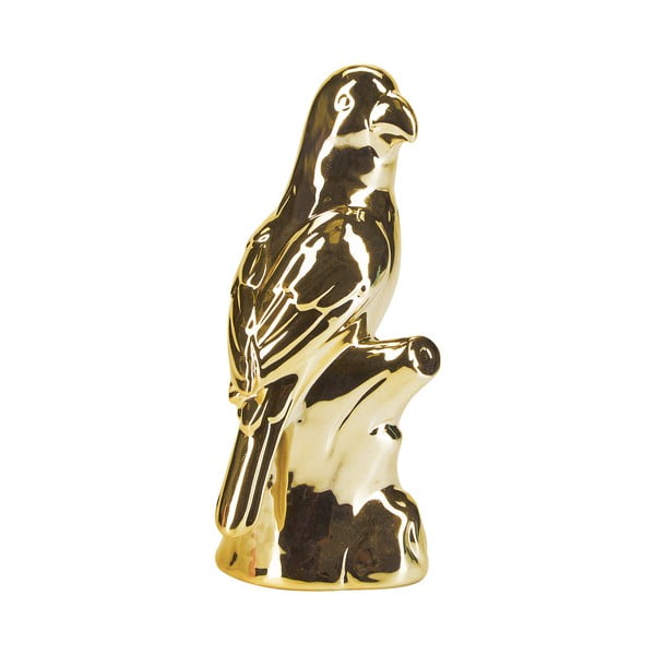 Keramická soška ve tvaru papouška ve zlaté barvě Miss Étoile, 17,5 x 8,5 cm