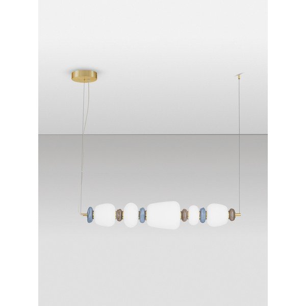 Valge/kuldne metallist LED-ripatsvalgusti portselanist/klaasist varjuga, hämardatav Palo - Nova Luce-image-3