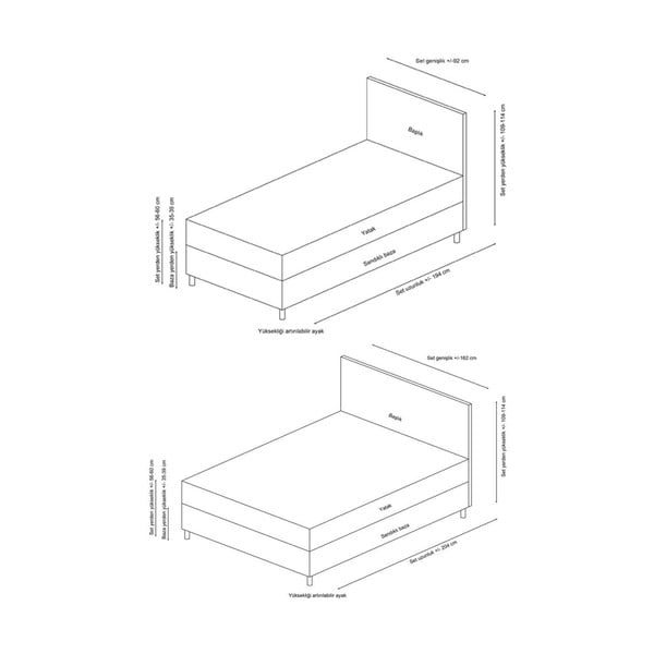 Helehall polsterdatud kaheinimesevoodi koos voodipõhja ja panipaigaga 160x200 cm Vitalia - Kalune Design-image-3