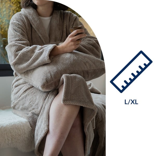 Taupe mikroplüüsist hommikumantel suurus L/XL Pippa - Tiseco Home Studio-image-4