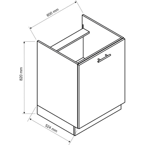 Alumine köögikapp pliidi alla (laius 60 cm) Brodie - STOLKAR-image-1