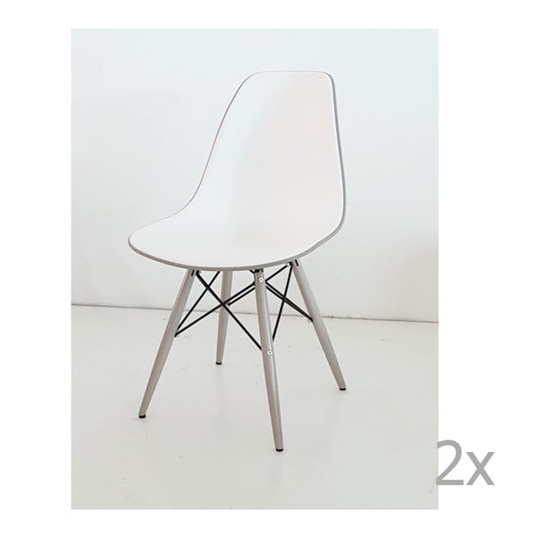 Sada 2 bílo-šedých jídelních židlí Castagnetti Poly